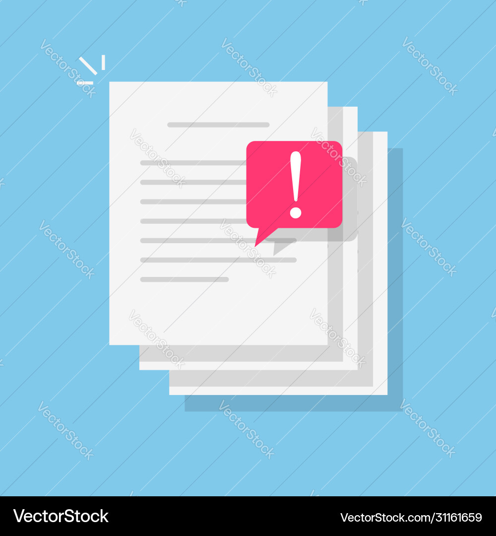 Text file document caution alert or error Text file document caution alert or error vector image