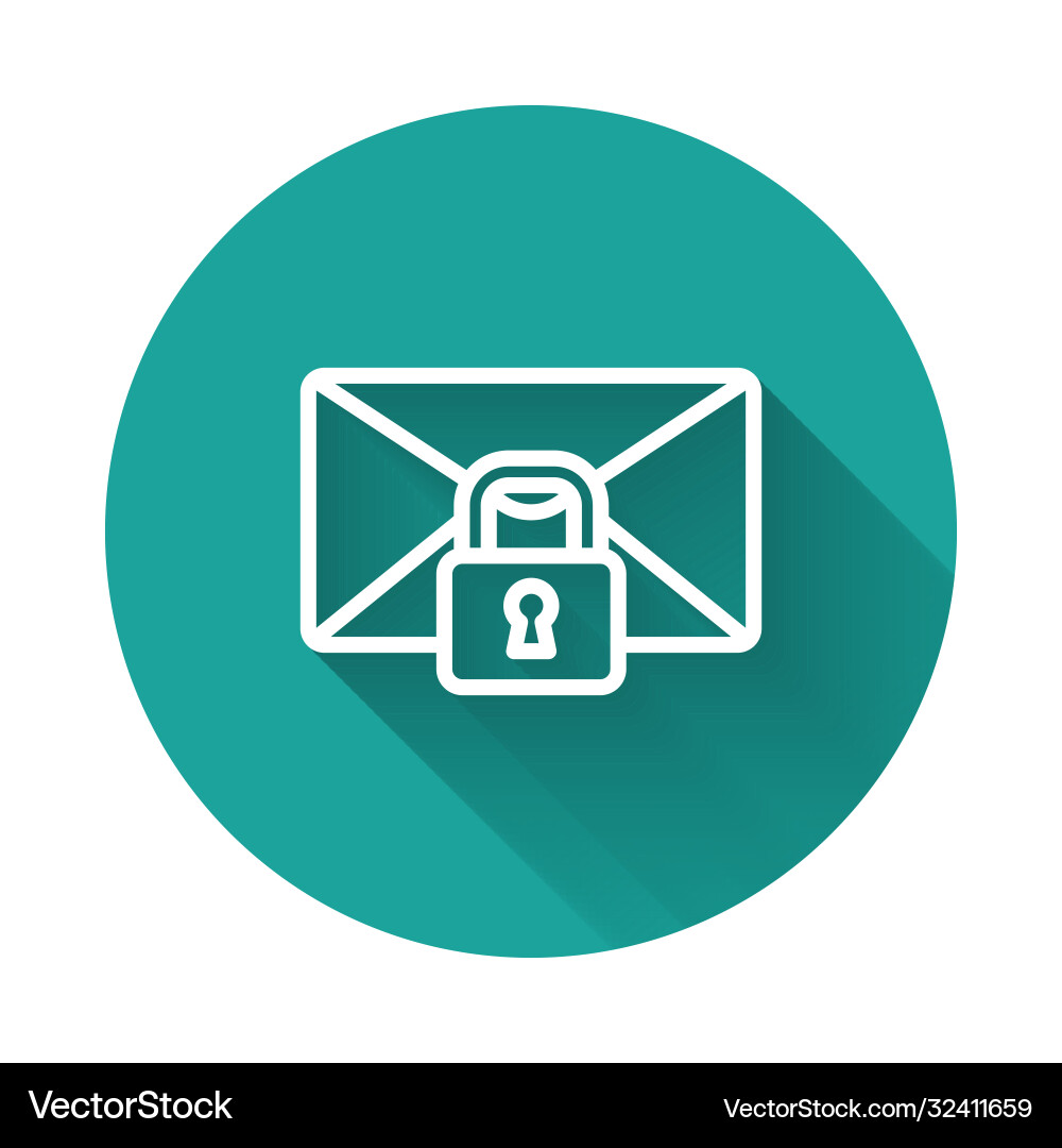 White line mail message lock password icon White line mail message lock password icon vector image