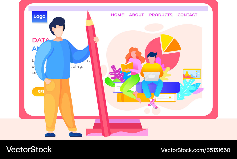 App for analysing data landing page template Vector Image