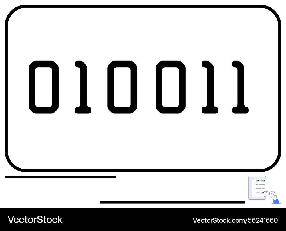Binary code representation with digital numeral Binary code representation with digital numeral vector image