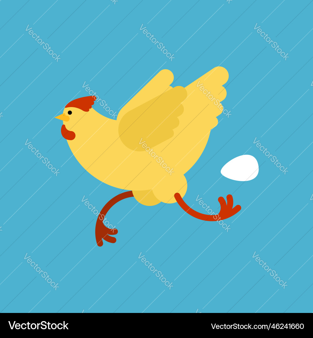 Chicken running isolated run Vector Image