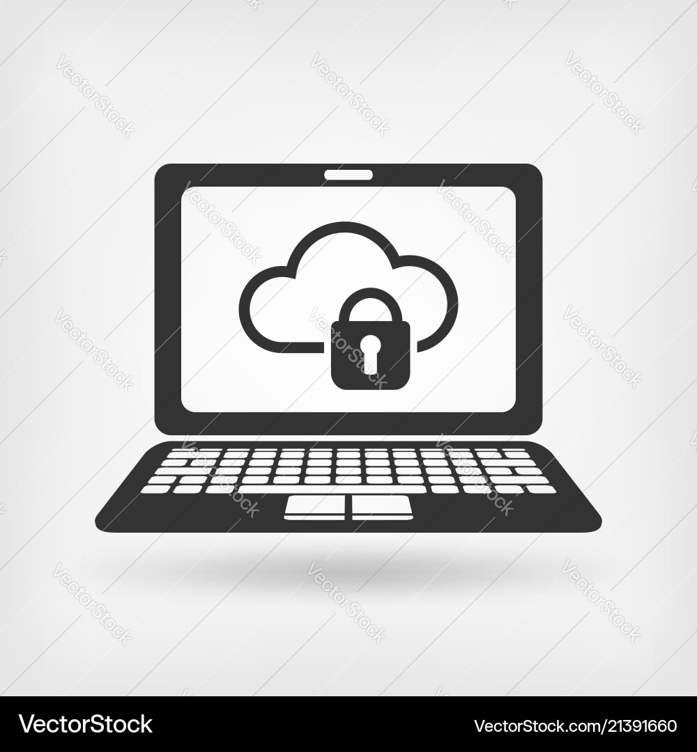 Cloud computer storage with lock Cloud computer storage with lock vector image
