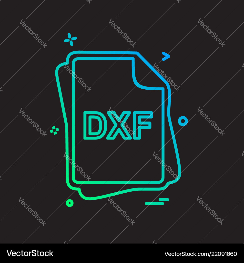 Dxf file type icon design Dxf file type icon design vector image