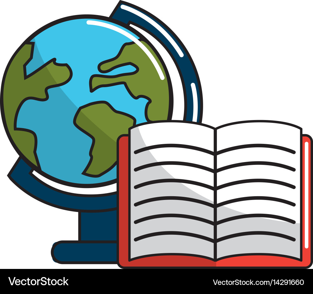 Earth planet desk with open notebook vector image