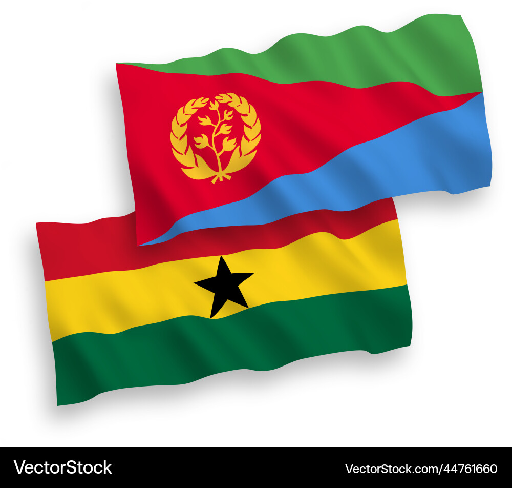 Flags of eritrea and ghana on a white background Flags of eritrea and ghana on a white background Vector Image