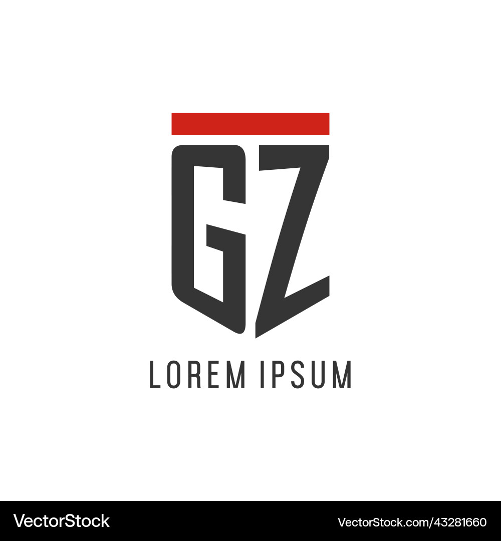 Gz initial esport logo with simple shield design Vector Image