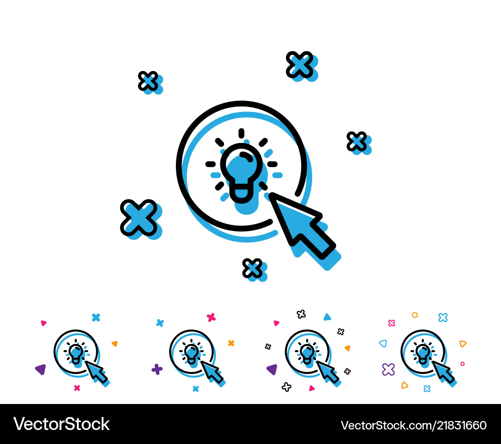 Idea lamp line icon mouse cursor sign vector image