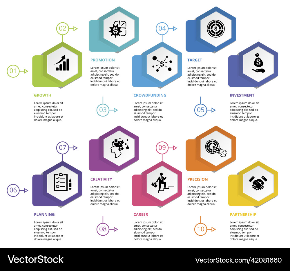 Infographic startup template icons in different Infographic startup template icons in different Vector Image