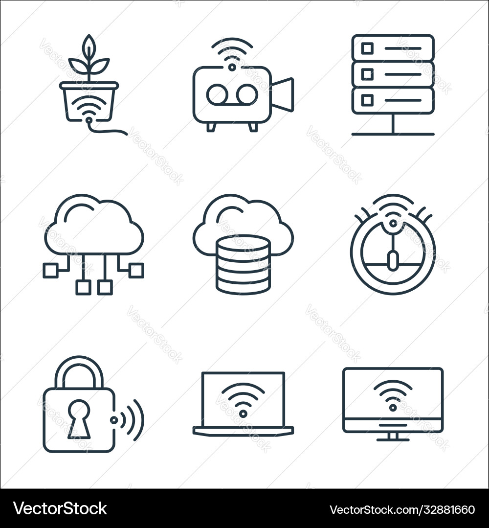 Internet things line icons linear set quality Internet things line icons linear set quality vector image