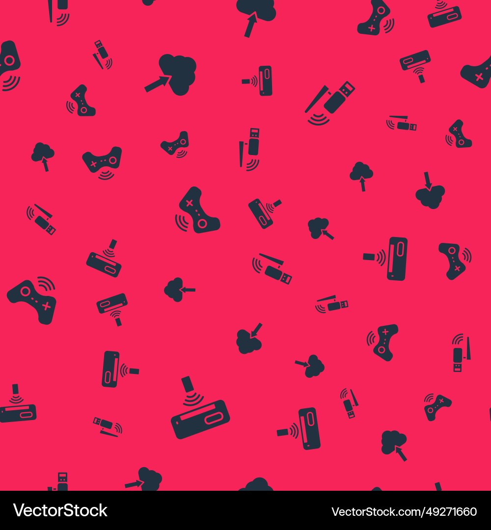 Set air conditioner cloud upload wireless gamepad Vector Image