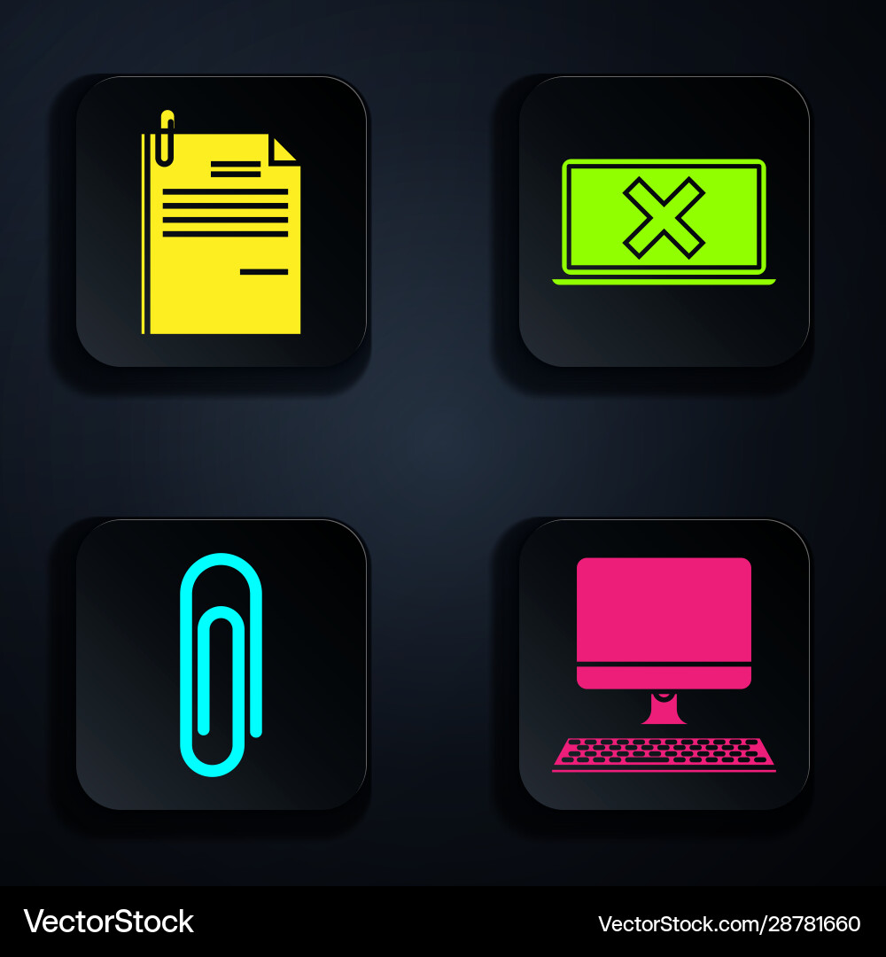 Set computer monitor with keyboard file document Set computer monitor with keyboard file document vector image