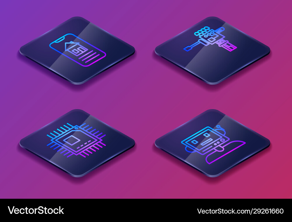 Set isometric line smart home processor Set isometric line smart home processor vector image