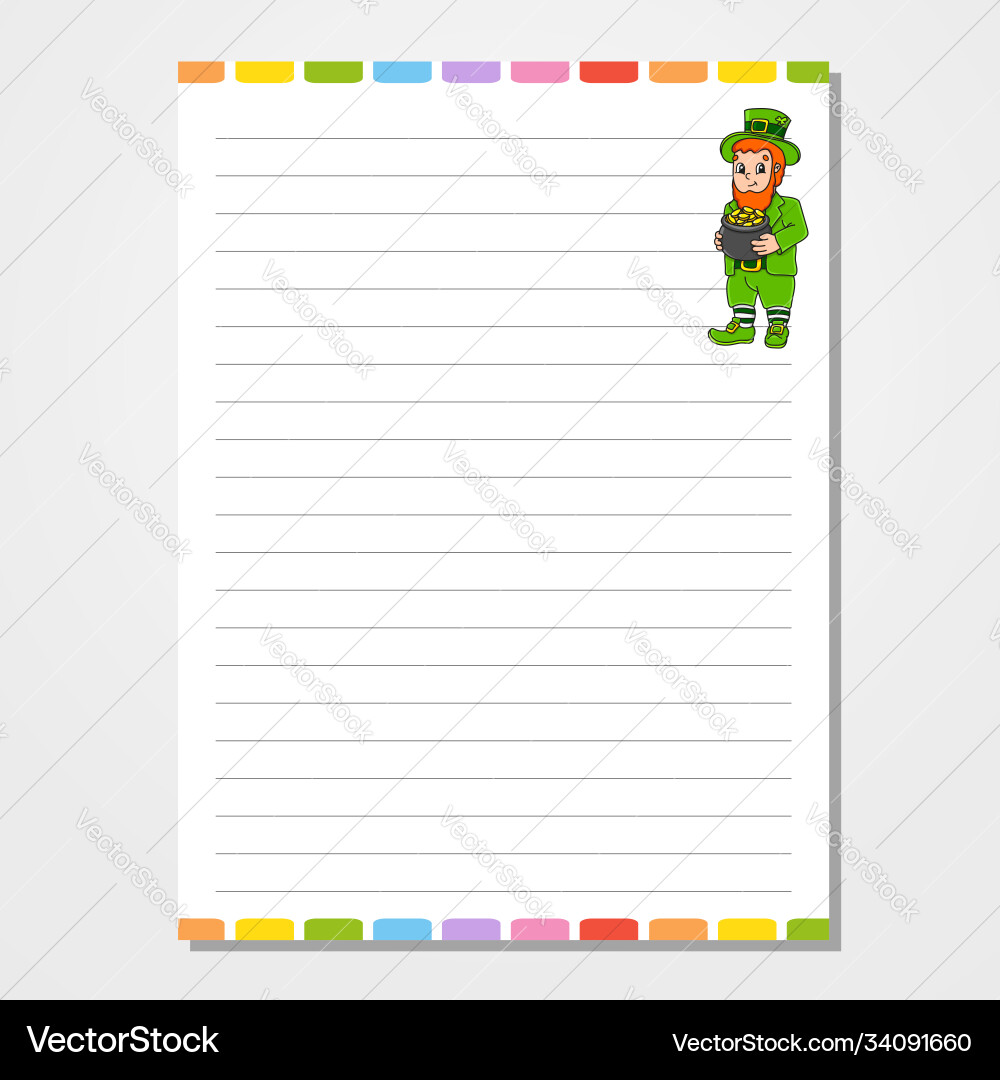 Sheet template for notebook notepad diary lined Sheet template for notebook notepad diary lined vector image