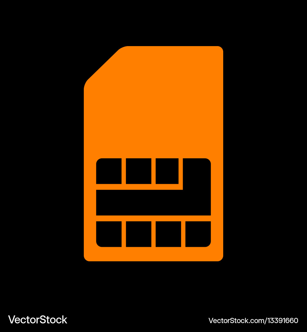 Sim card sign orange icon on black background Vector Image