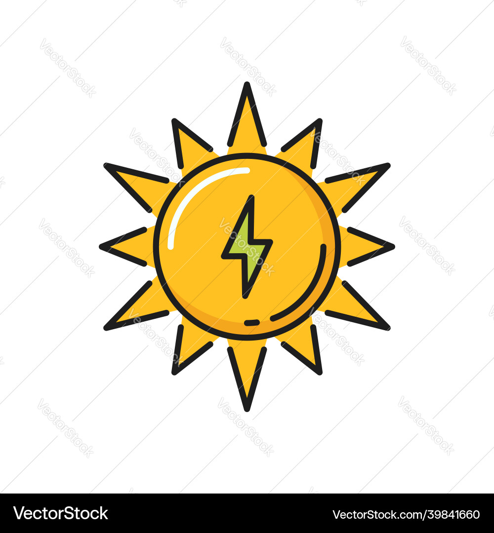 Sun thunder lightning isolate green energy sources Sun thunder lightning isolate green energy sources vector image