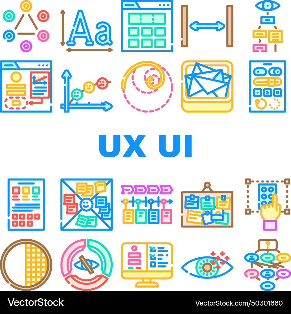 Ux ui design app website icons set Ux ui design app website icons set vektorbild