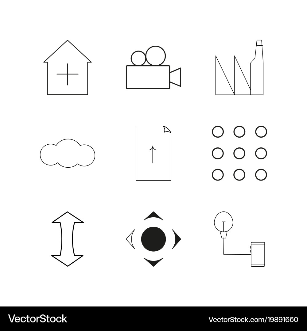 Web linear icon set simple outline icons vector image