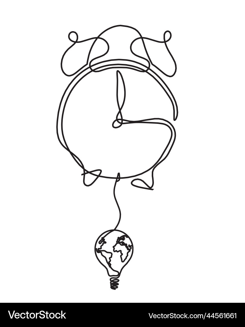 Abstract clock with globe light bulb as line Abstract clock with globe light bulb as line vector image