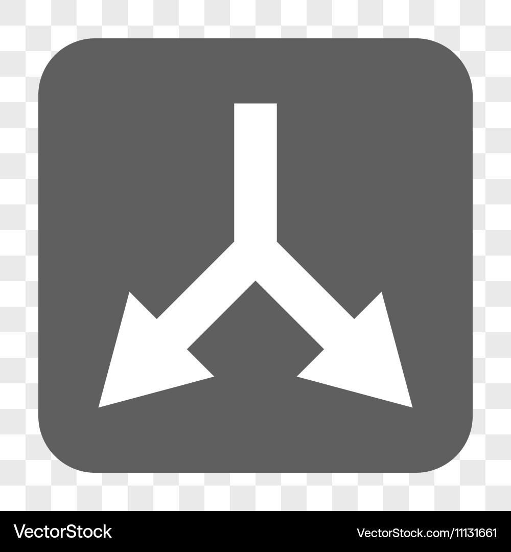 Bifurcation arrow down rounded square button vector image