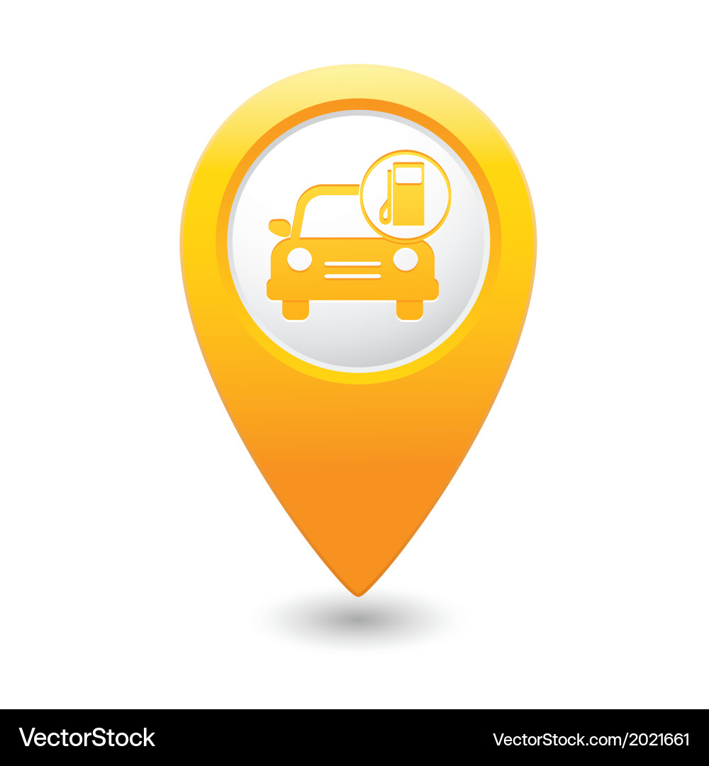 Car with gas station icon map pointer yellow vector image