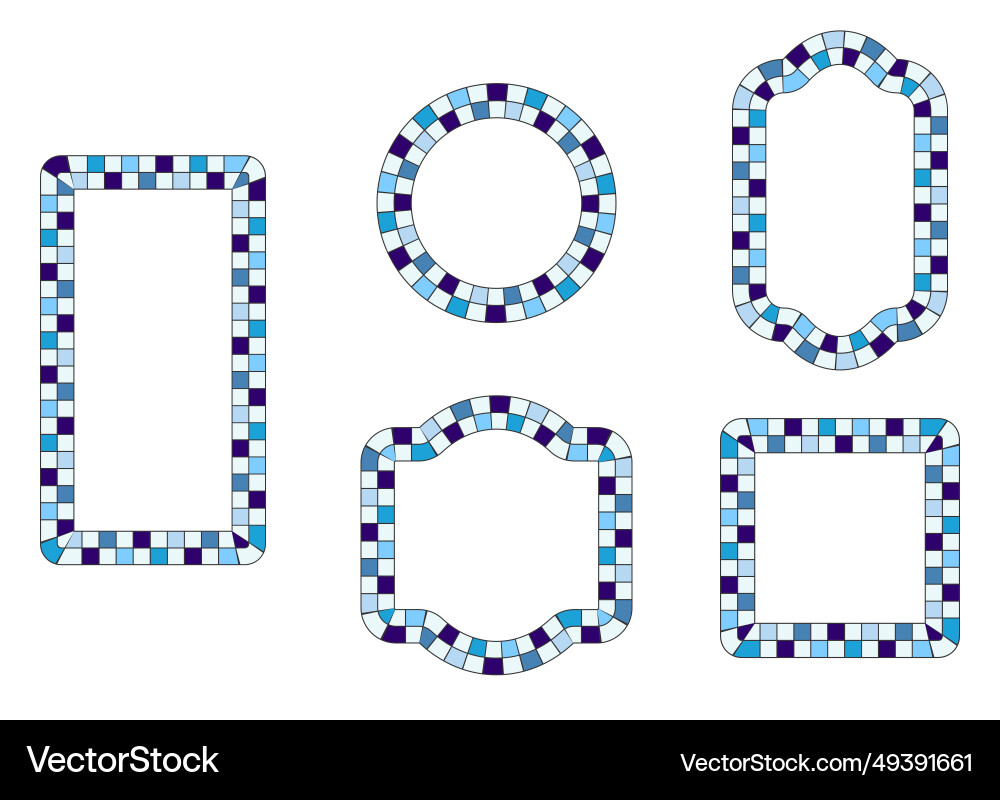 Checkered frames set square circle rectangle Checkered frames set square circle rectangle vector image
