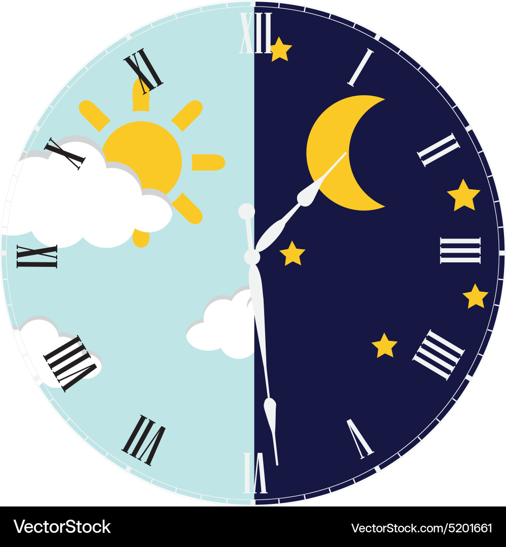 Clock day and night concept vector image