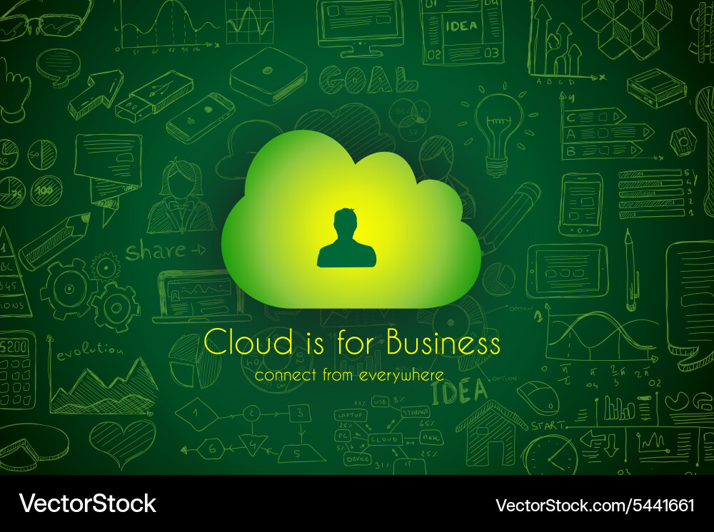 Cloud computing concept with infographics sketch Vector Image