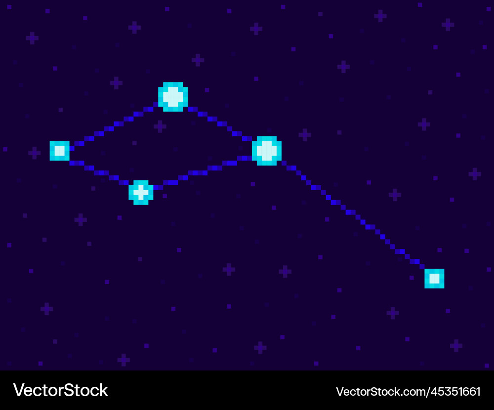 Delphinus constellation in pixel art style 8-bit Delphinus constellation in pixel art style 8-bit Vector Image