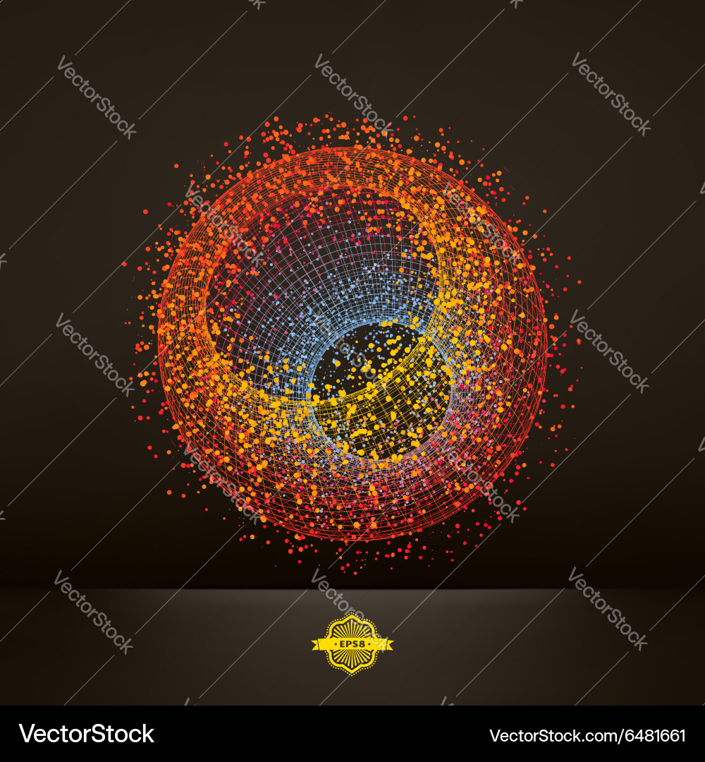 Dynamic 3D Particle Network vector image