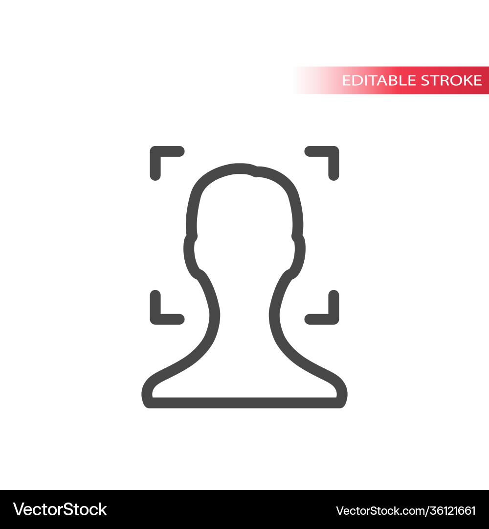 Face scan or scanner line icon vector image