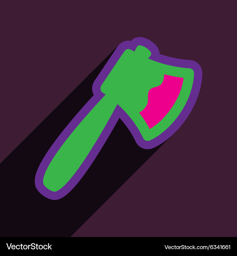 Flat with shadow icon axe on a colored background vector image