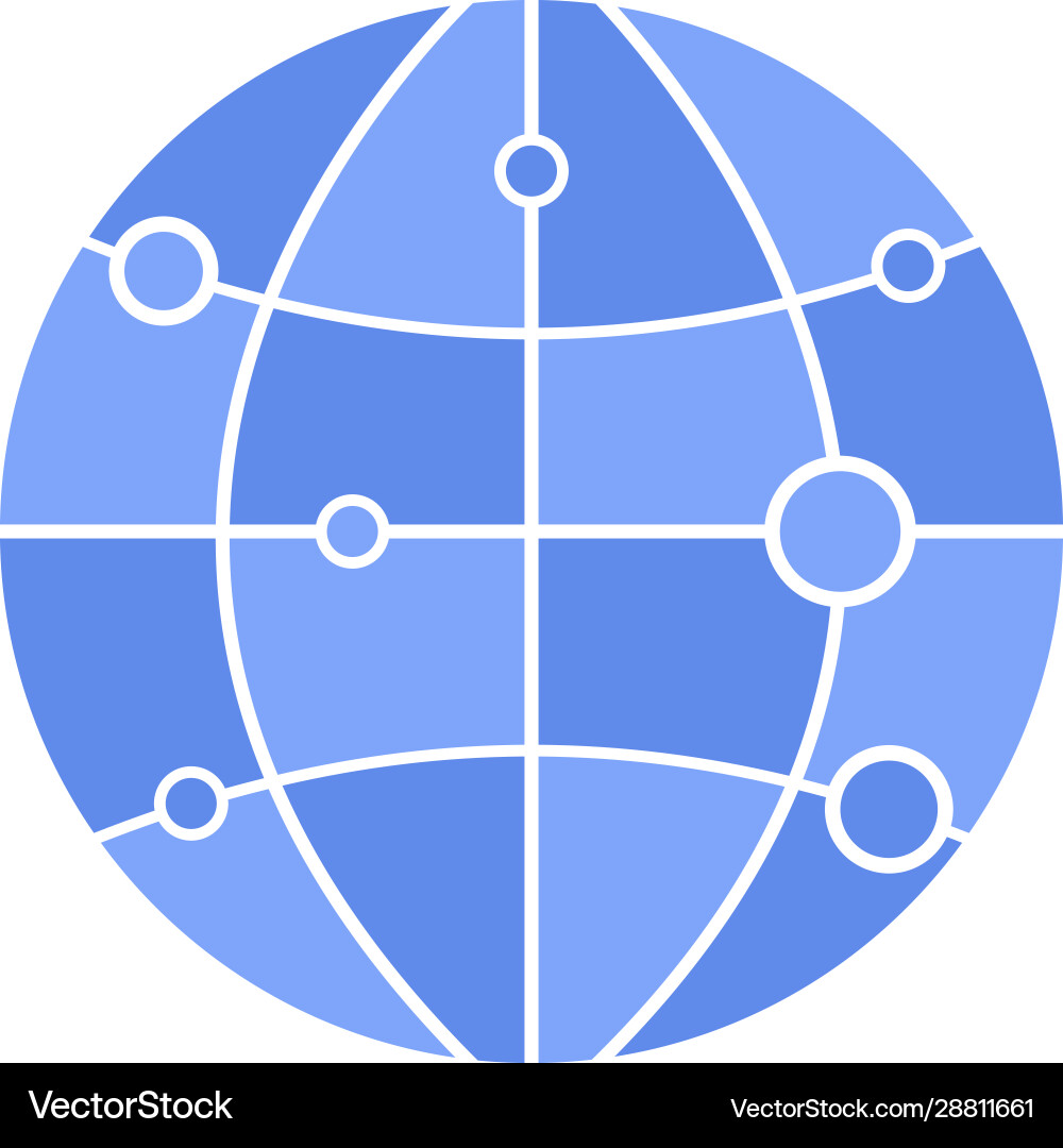 Globe model with route points glyph color icon vector image