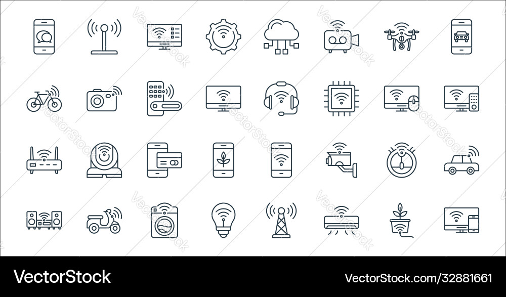 Internet things line icons linear set quality Internet things line icons linear set quality vector image