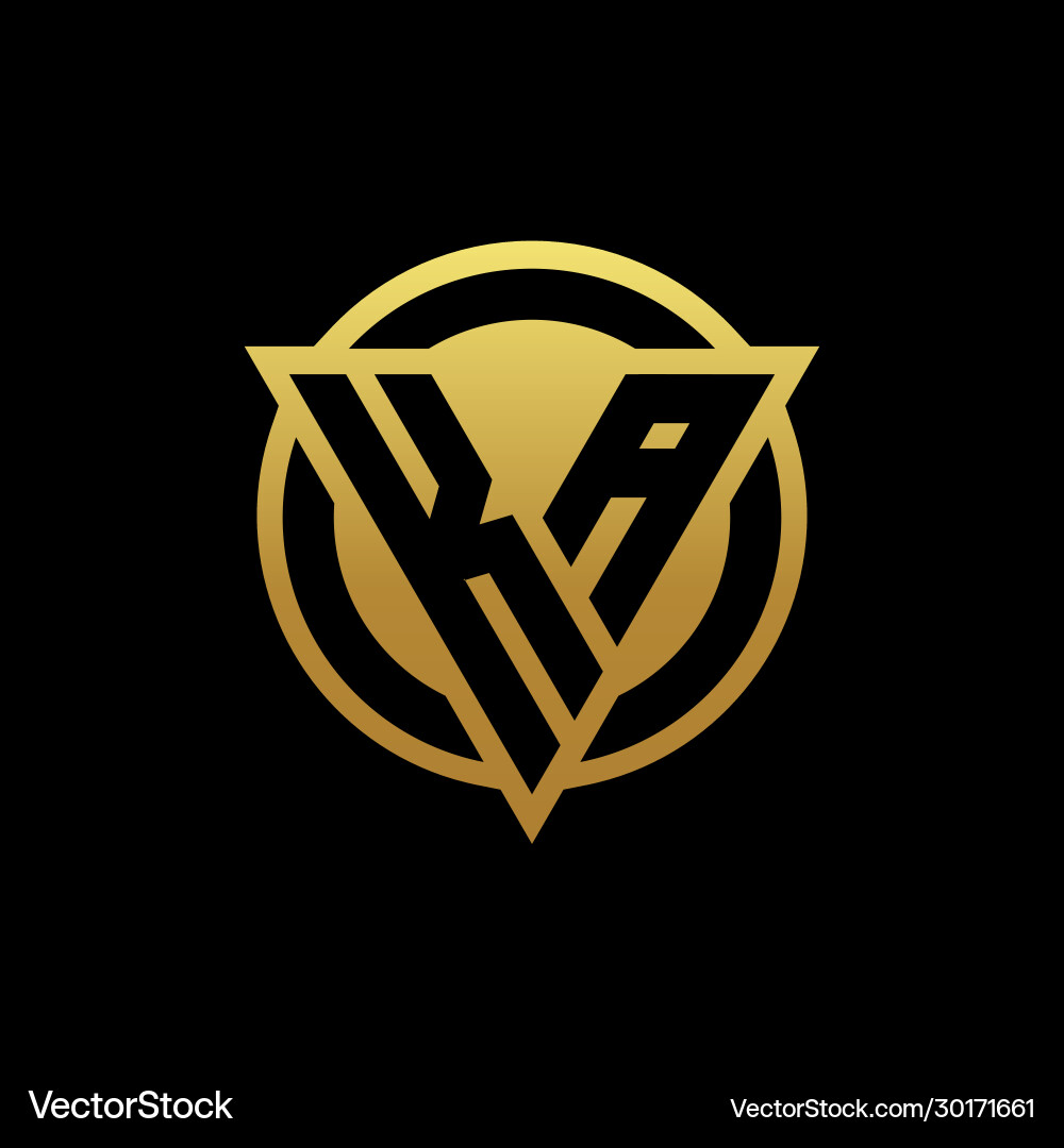 Ka logo monogram with triangle shape and circle Ka logo monogram with triangle shape and circle Vector Image