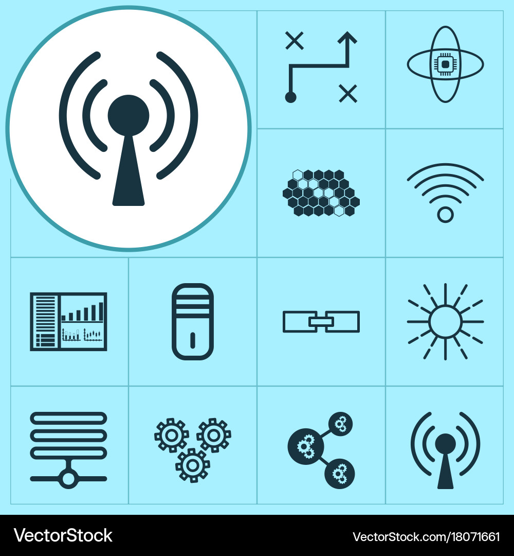 Learning icons set collection of solution radio vector image