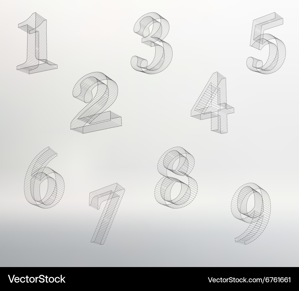 Low poly numbers font set polygon number vector image
