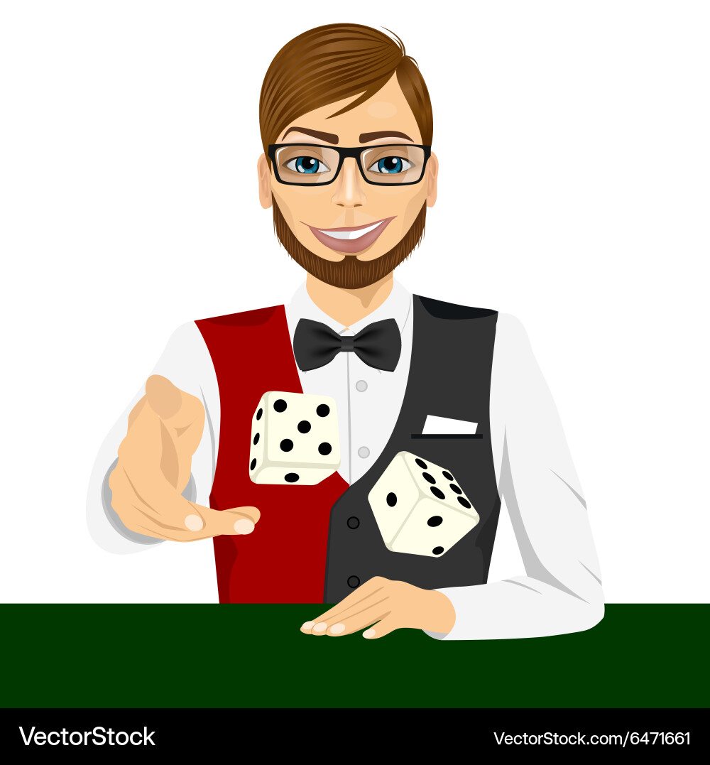 Man throwing the dice gambling playing craps Vector Image