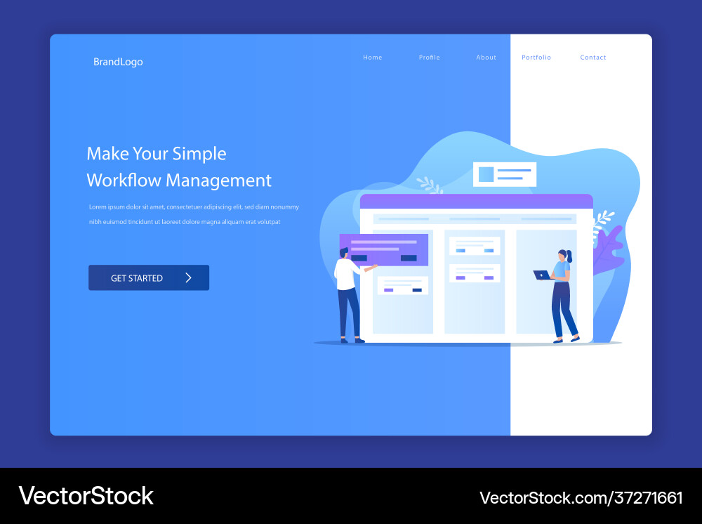 Manage workflow landing page concept Vector Image
