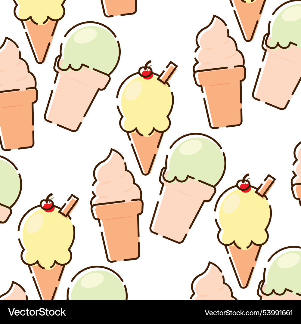 Pattern background with ice cream icons Vector Image