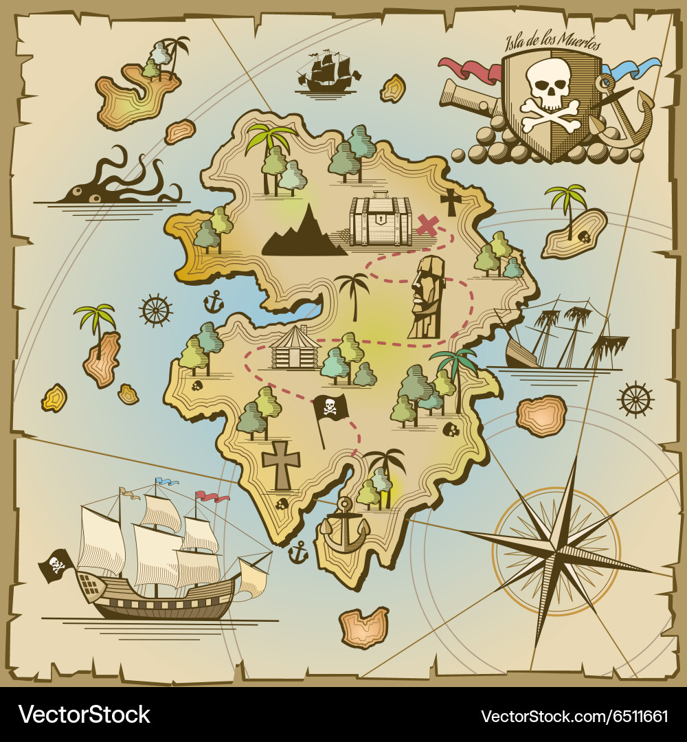 Pirate Treasure Map Royalty Free Vector Image - VectorStock