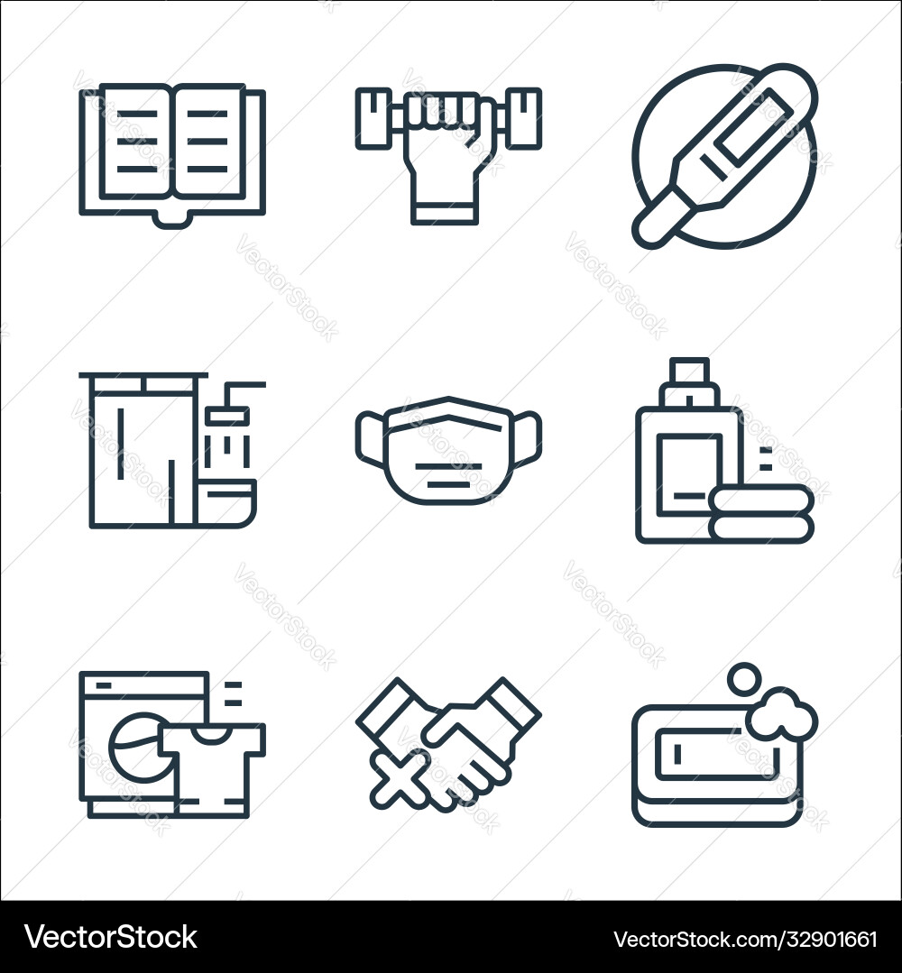 Quarantäne Linie Icons lineare Set Qualität Quarantäne Linie Icons lineare Set Qualität vektorbild