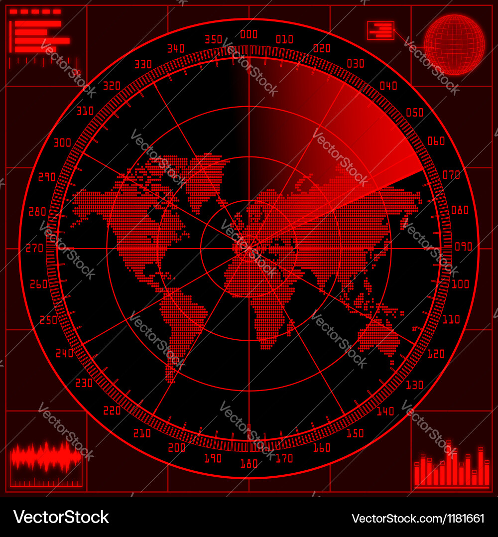 Radar Display with Global Map vector image