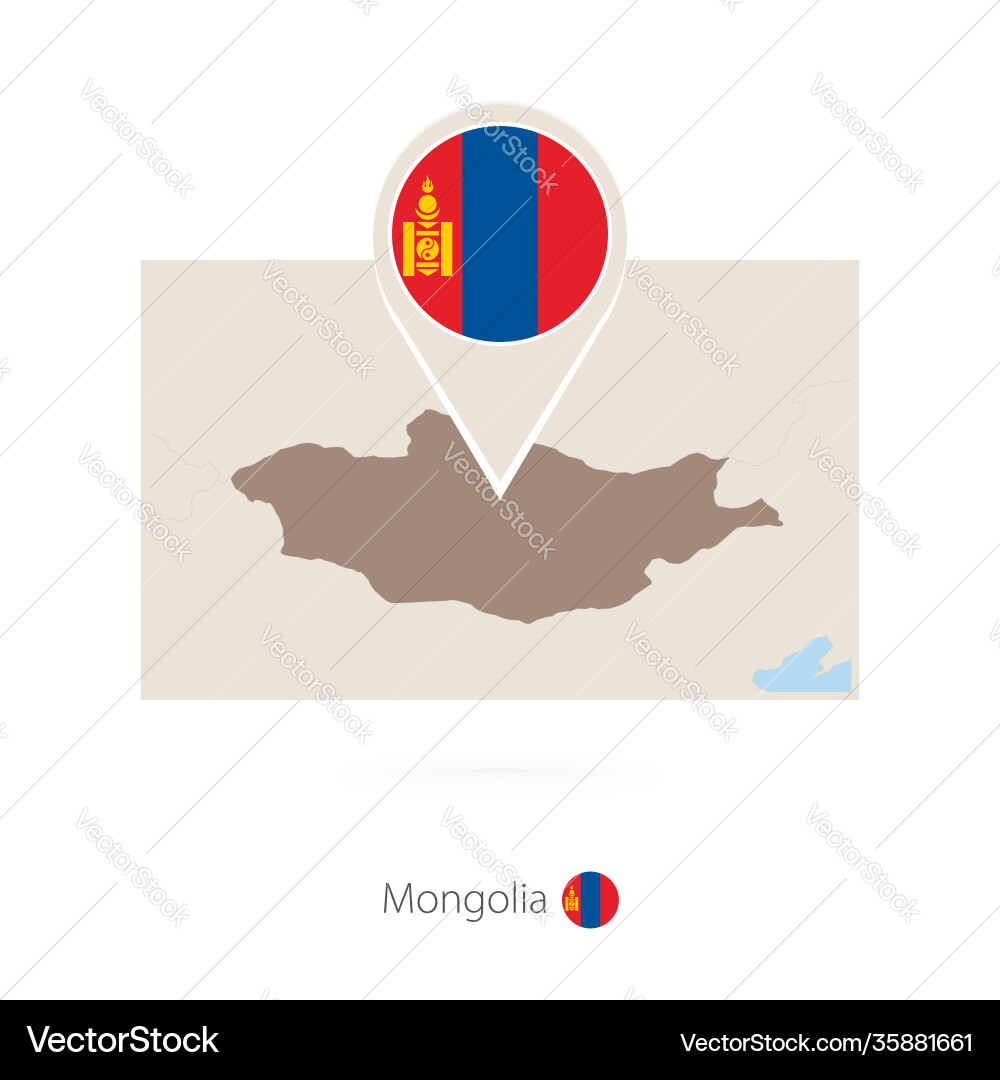 Rectangular map mongolia with pin icon Rectangular map mongolia with pin icon vector image