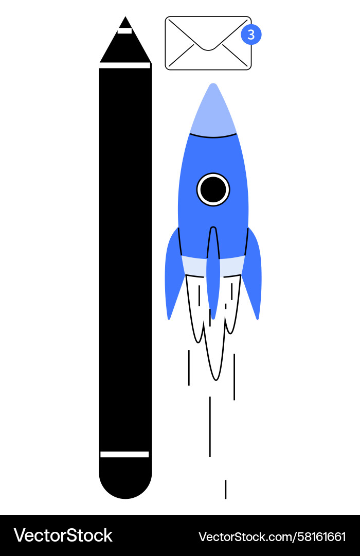 Rocket Launching with Message Vector Image