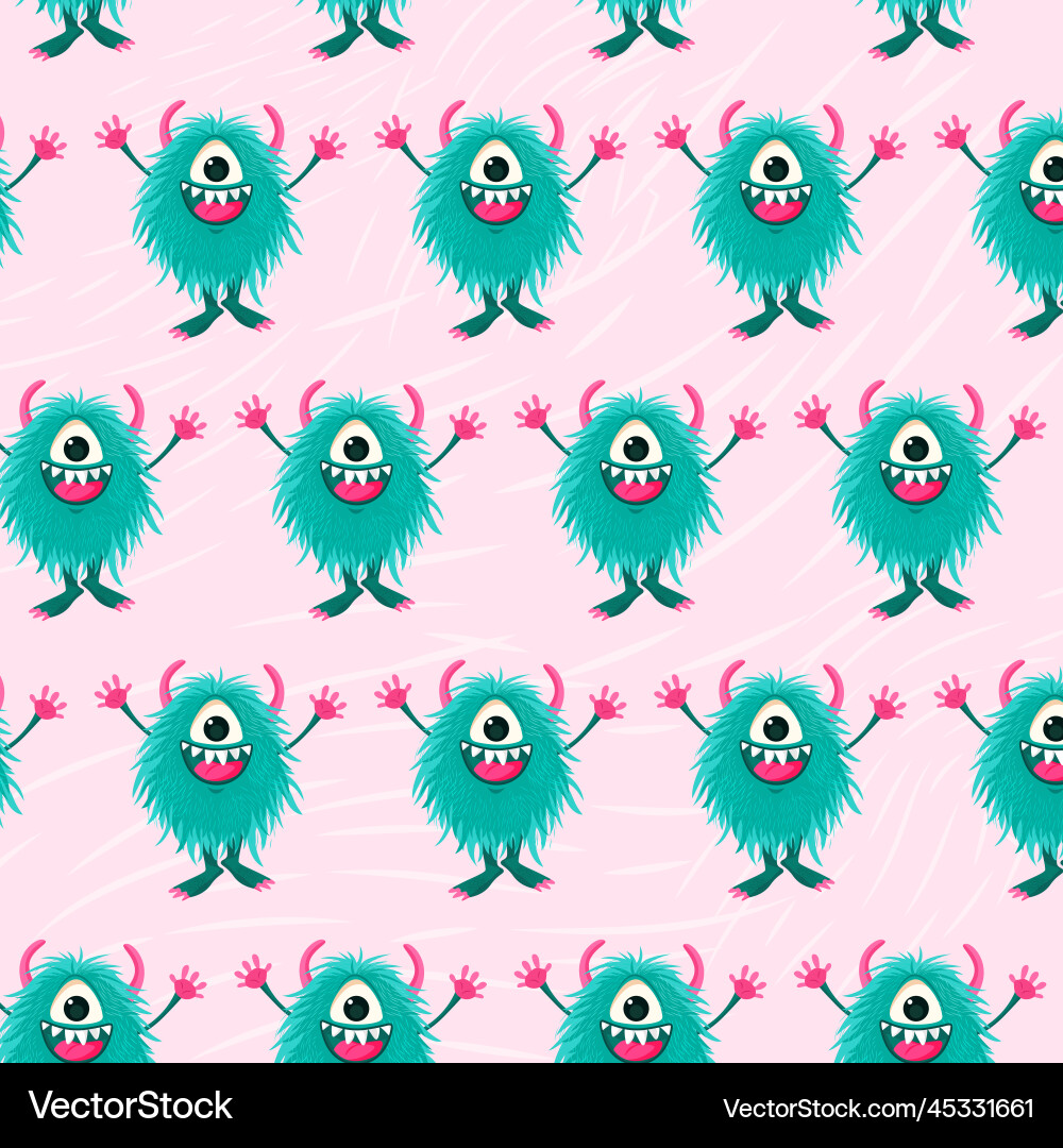 Seamless pattern with monsters on backdrop Vector Image