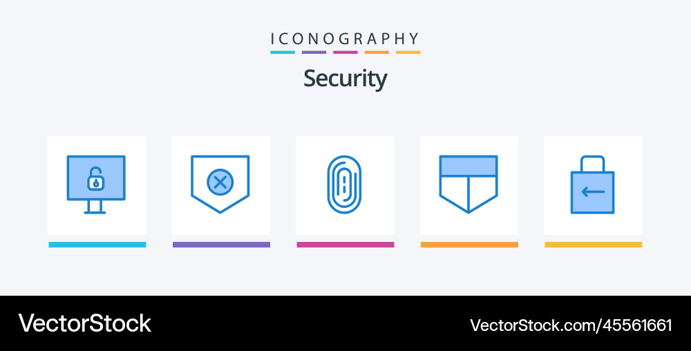 Security blue 5 icon pack including Vector Image