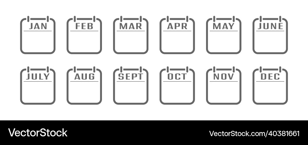Set of calendar icons with the names Set of calendar icons with the names vector image