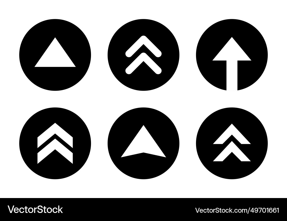 Swipe up arrow button icon on black circle Vector Image