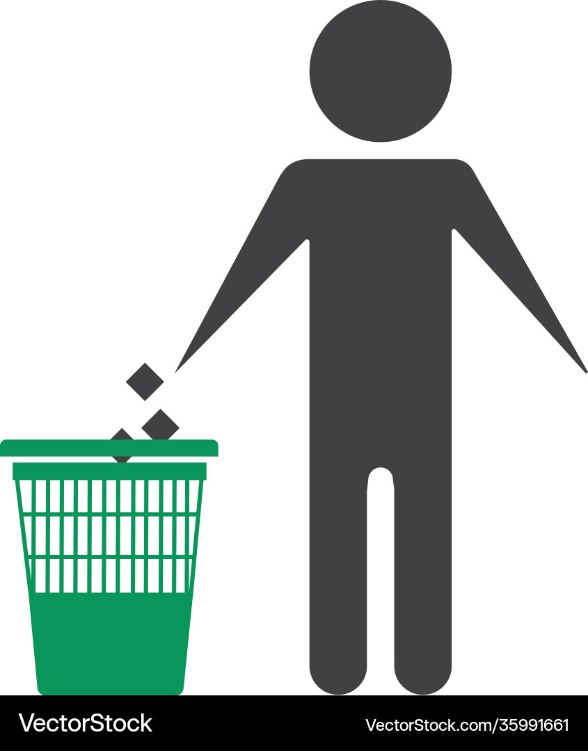 Throw garbage in trash vector image