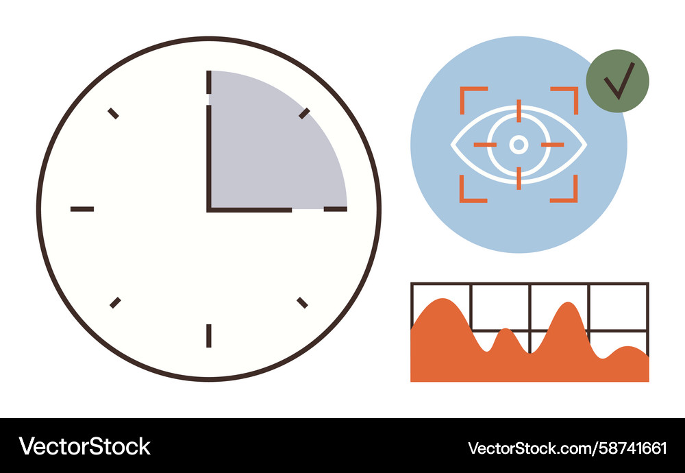Time management and data monitoring with visual Time management and data monitoring with visual Vector Image